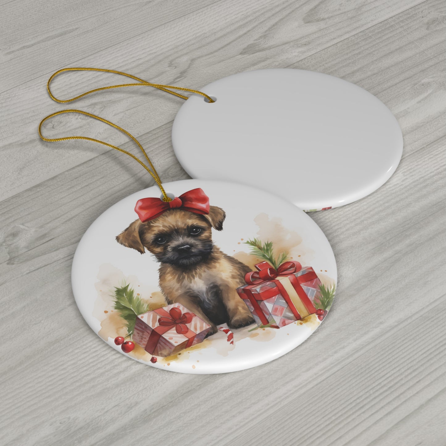 Ceramic Ornament - Border Terrier Christmas     Item #1290211