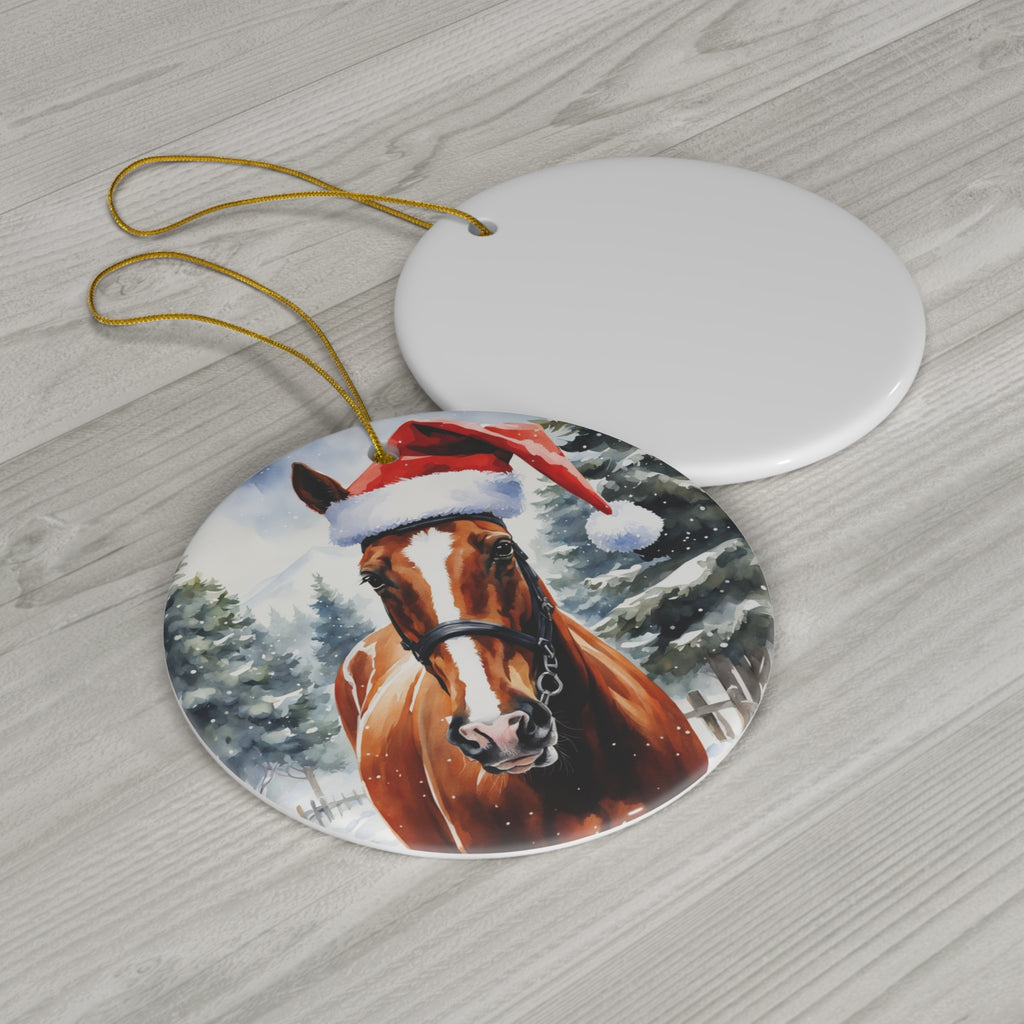 Horse Christmas Ceramic Disc Ornament        Item #2777926 - Buckshot's Bargain Barn