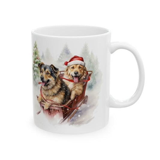 Christmas Dogs Sleigh Ceramic Mug 11oz  Item #308464