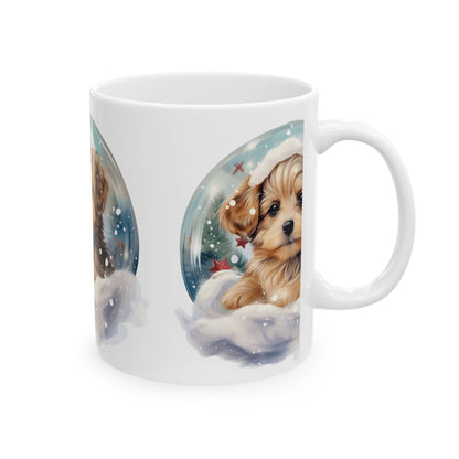 Cute Puppy Snow Globe Ceramic Mug – Adorable Winter Dog Gift 11oz   Item #39986