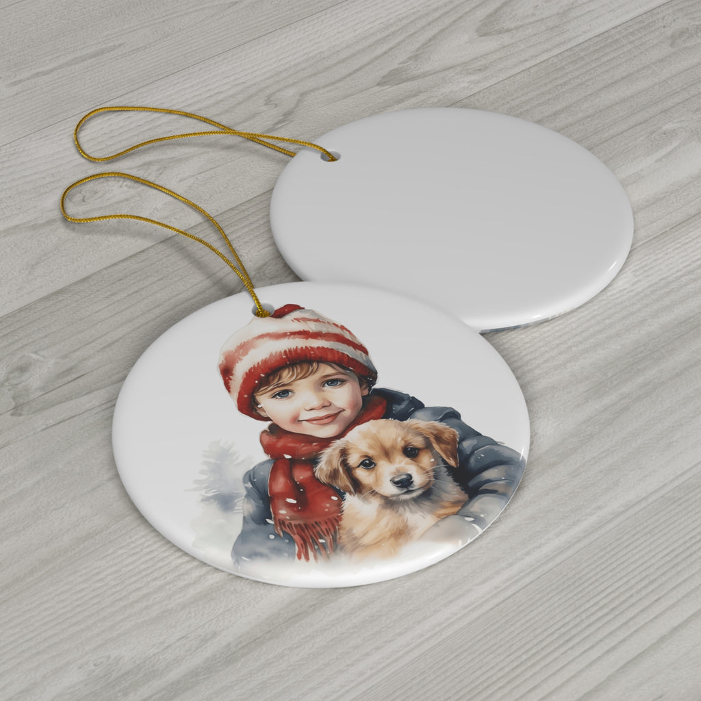Christmas Dogs Ceramic Disc Ornament               Item #6752093