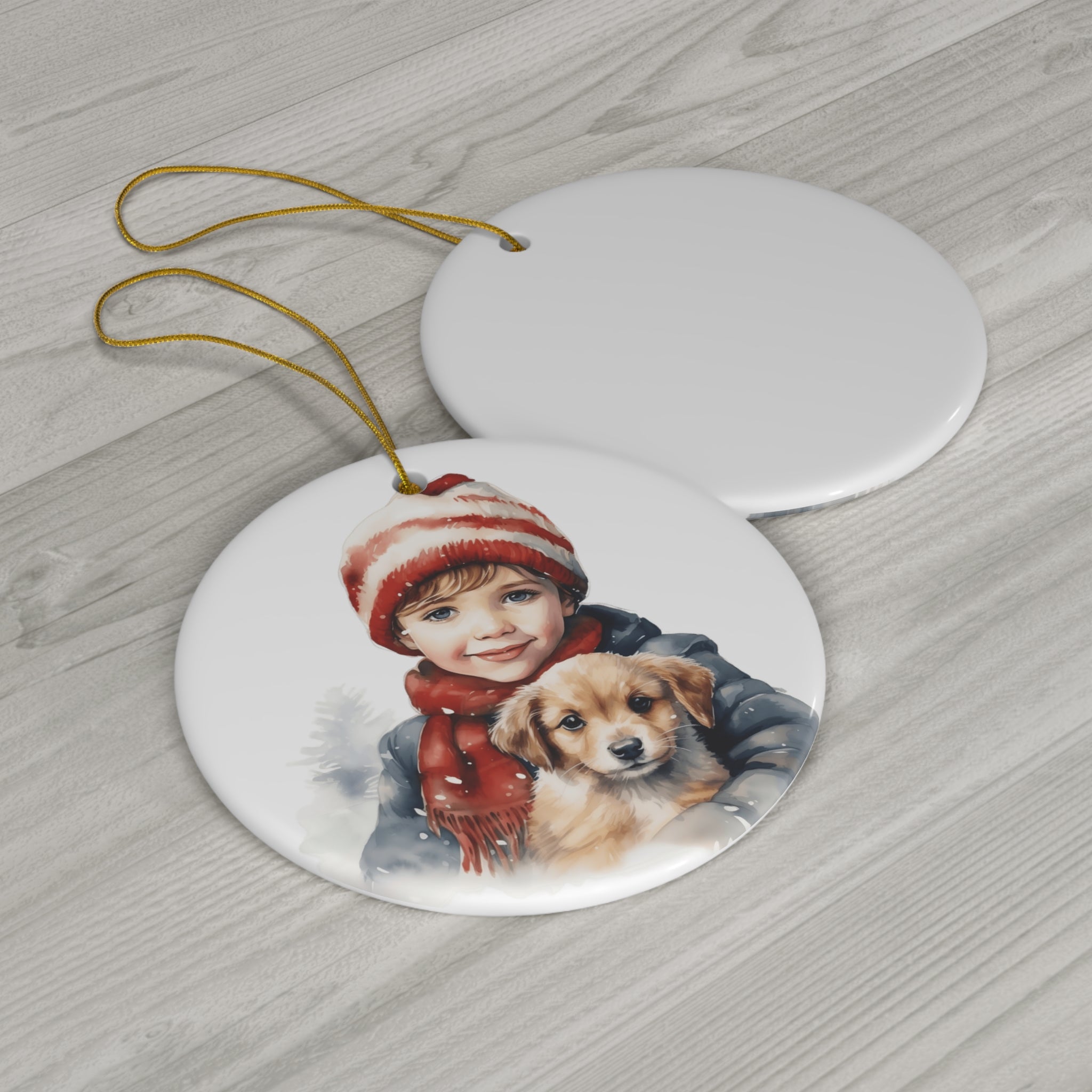 Christmas Dogs Ceramic Disc Ornament               Item #6752093