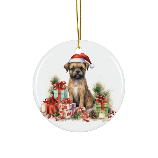 Ceramic Ornament - Christmas Border Terrier Dog      Item #7998418