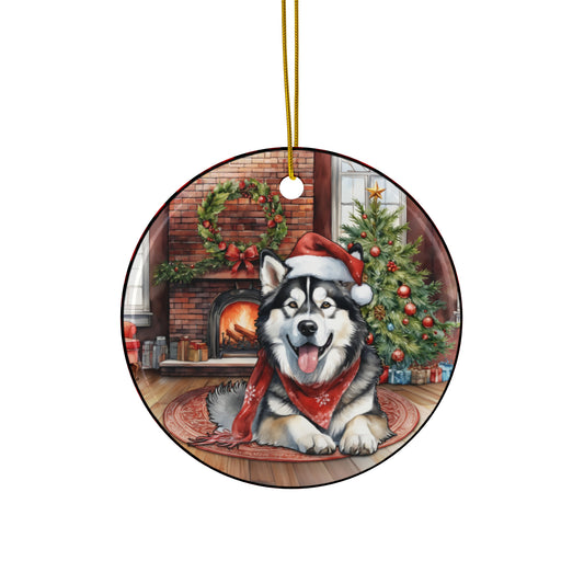 Ceramic Ornament - Alaskan Malamute Christmas Dog      Item #957623