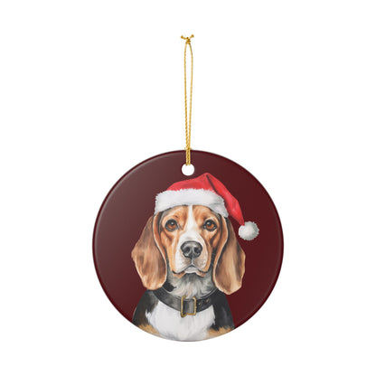 Christmas Beagle Dog Ceramic Ornament   Item #63846