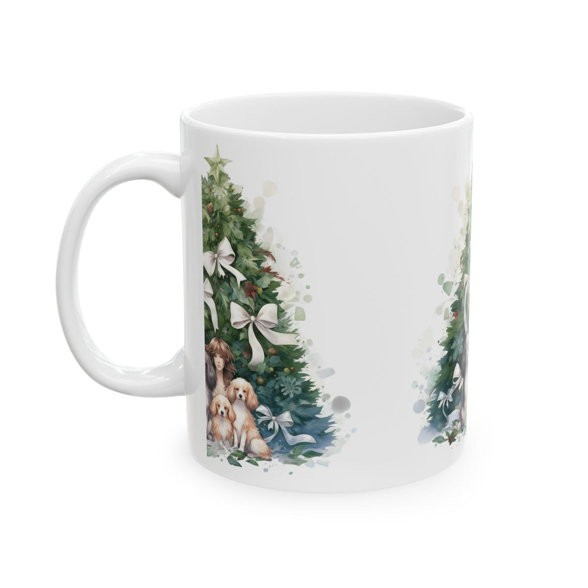 Christmas Tree Dogs Ceramic Mug — Holiday Puppy Coffee Cup 11oz  Item #347379