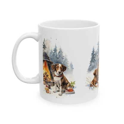 Camping Dogs Ceramic Mug — Cozy Campfire Coffee Cup 11oz  Item #991019