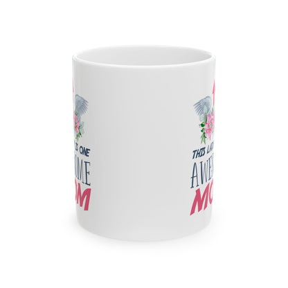 Awesome Mom Ceramic Mug – Floral Elephant "This Lady Is One Awesome Mom" 11oz   Item #646608