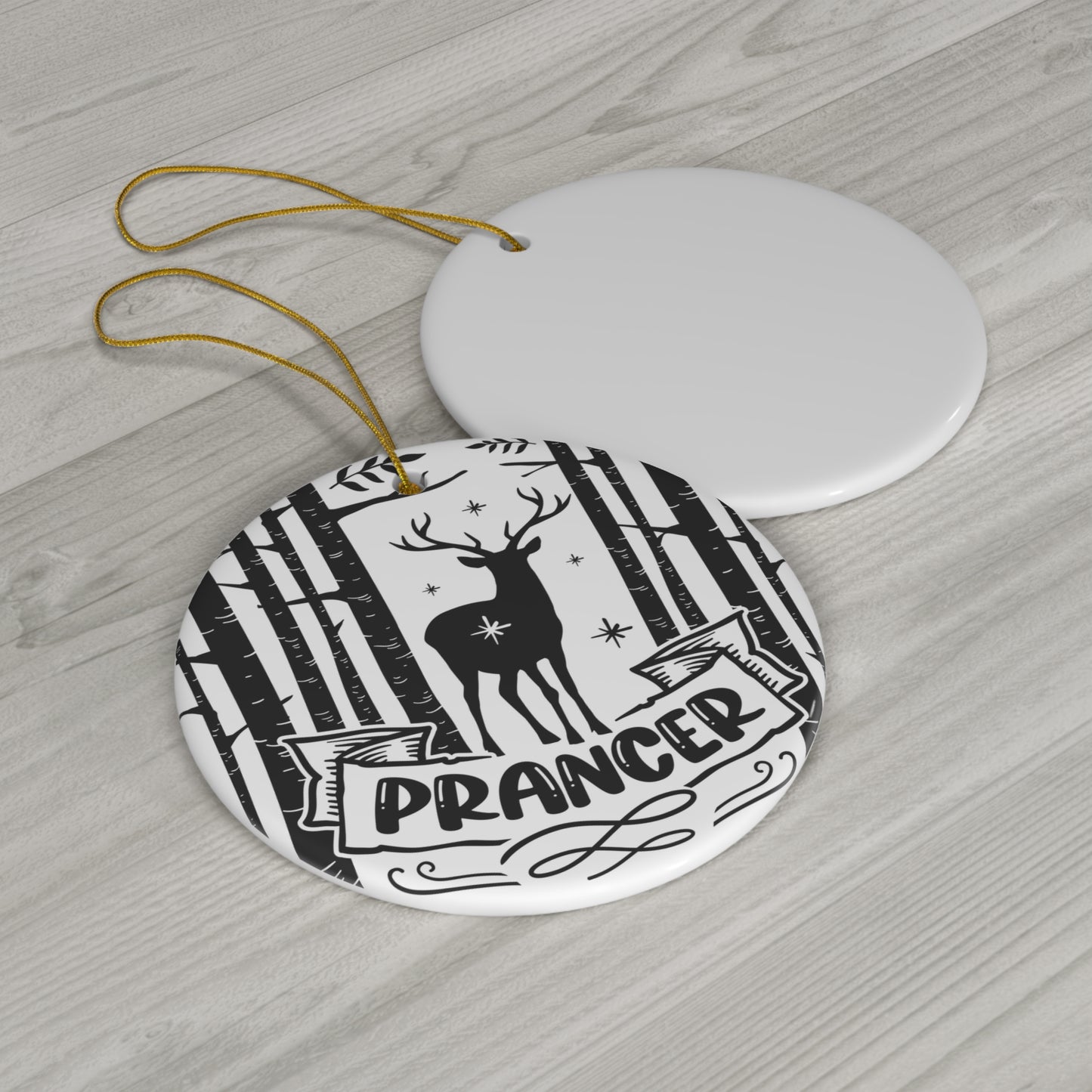 Prancer Ceramic Disc Ornament           Item #1250599