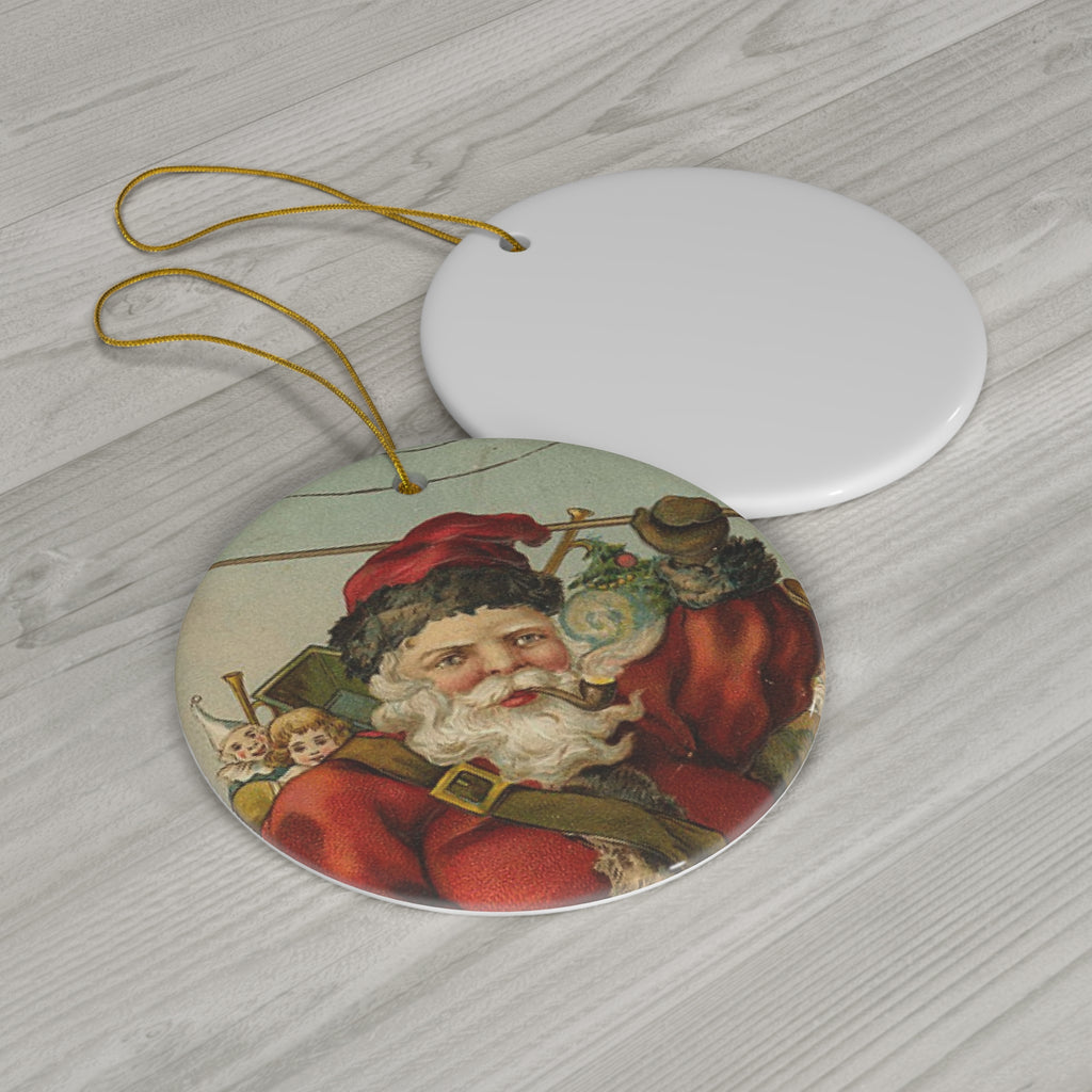 Santa Ceramic Disc Ornament          Item #307161
