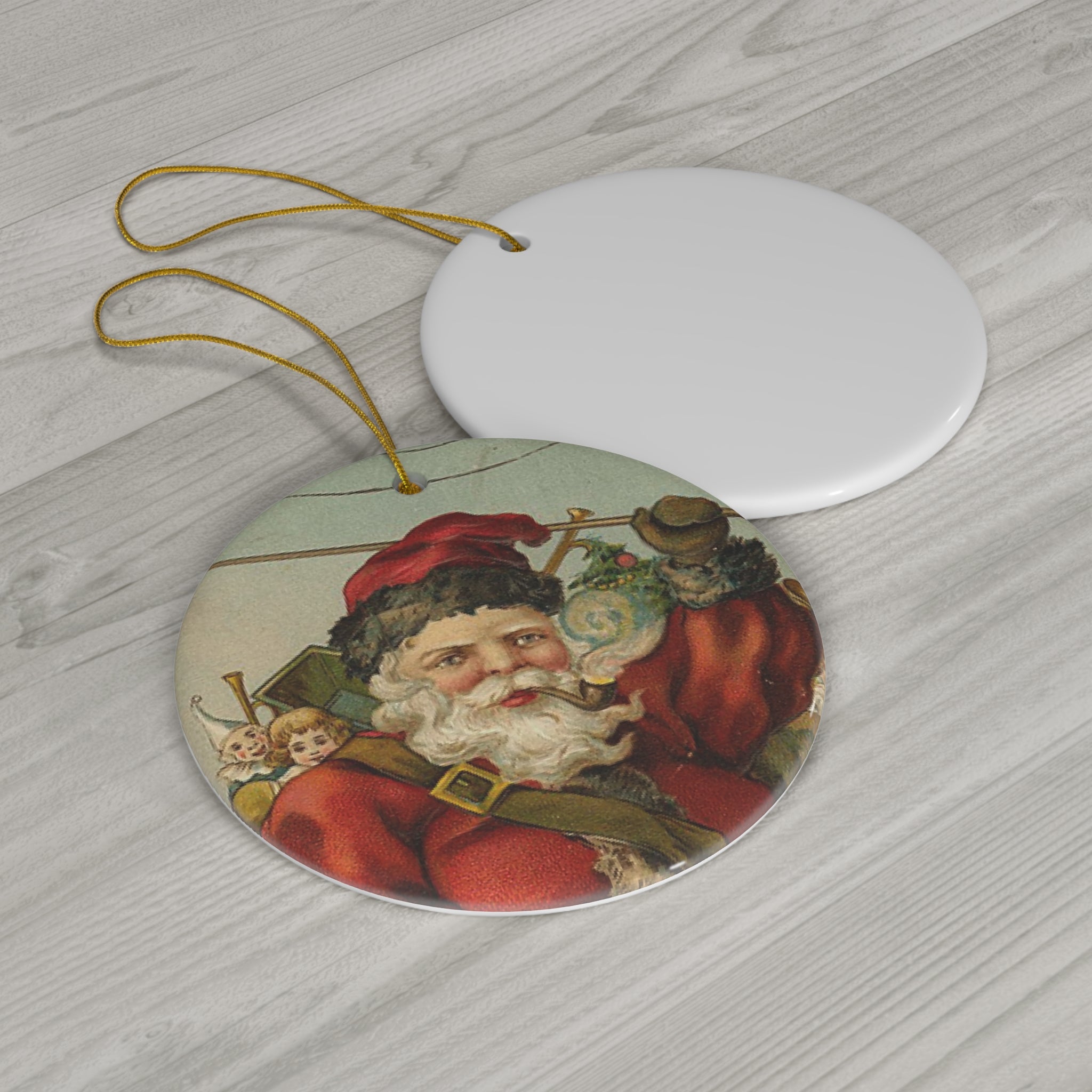 Santa Ceramic Disc Ornament          Item #307161