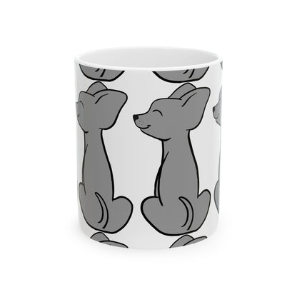 Grey Chihuahua Pattern Ceramic Mug – Cute Dog Lover Coffee Cup 11oz  Item #996852
