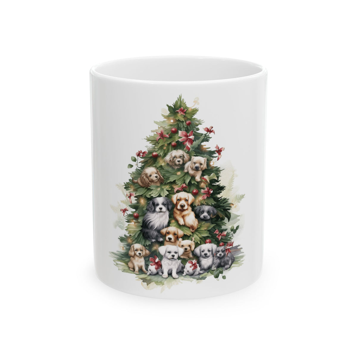 Christmas Dog Tree Ceramic Mug — Holiday Puppy Coffee Cup 11oz  Item #215197
