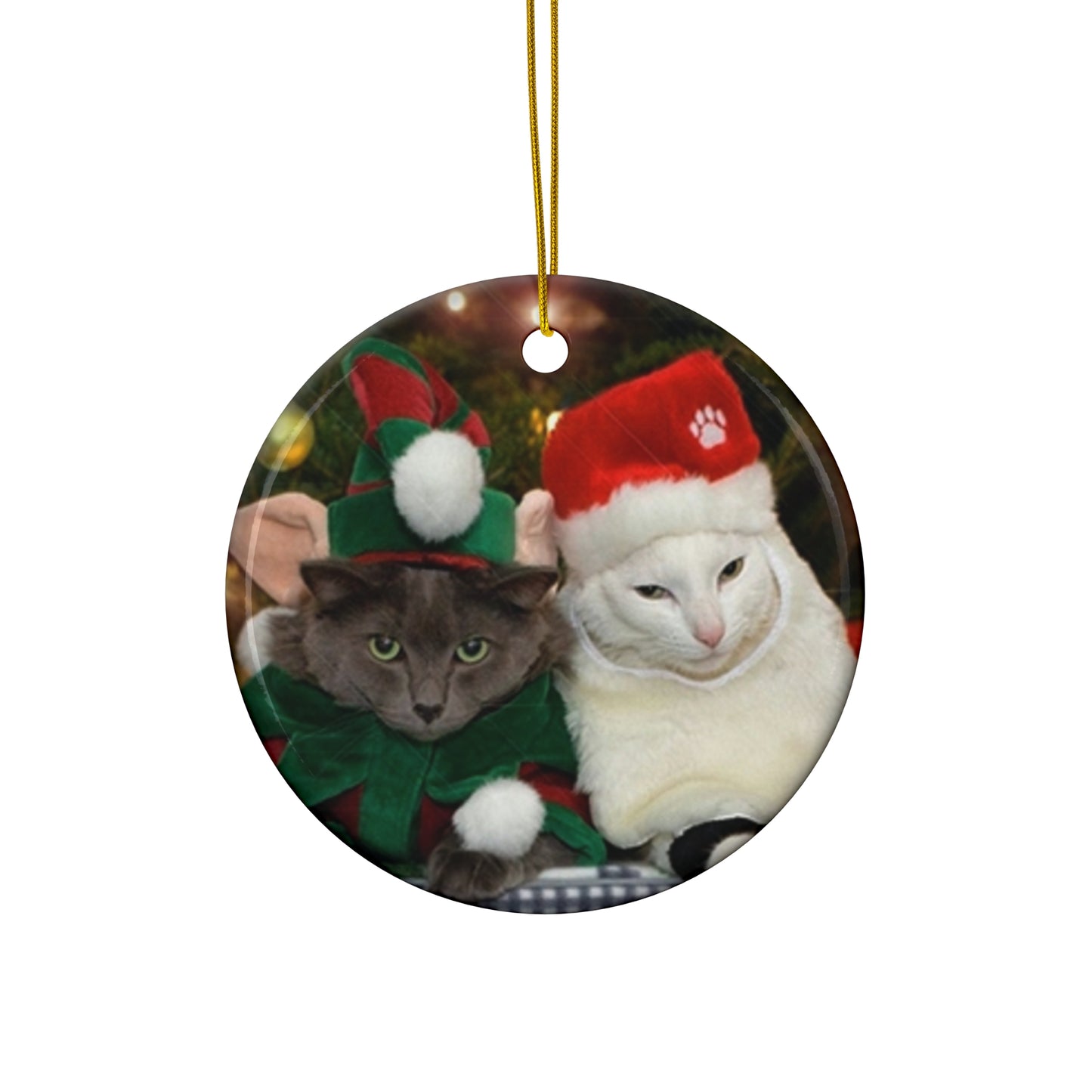 Christmas Cat Ceramic Disc Ornament        Item #7521685