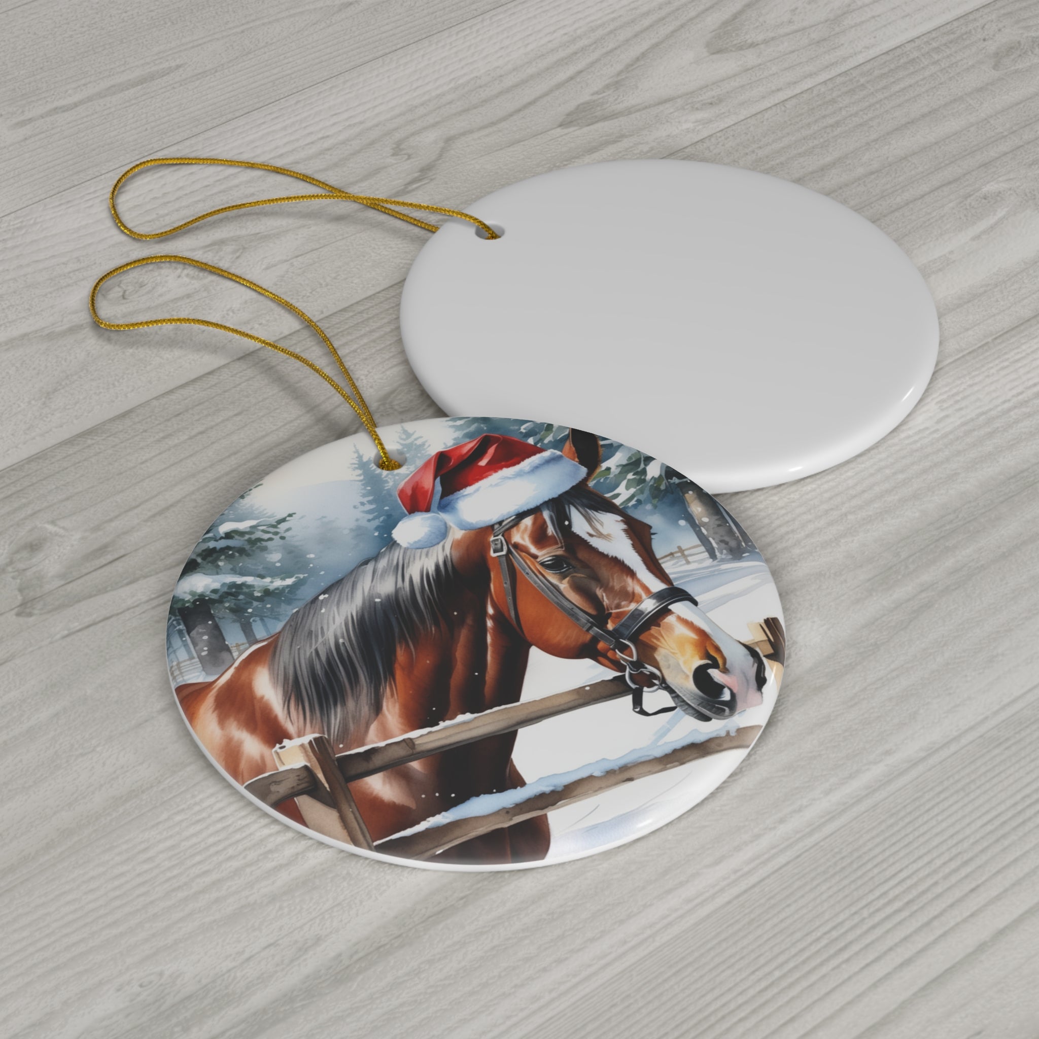 Horse Christmas Ceramic Disc Ornament     Item #6968306