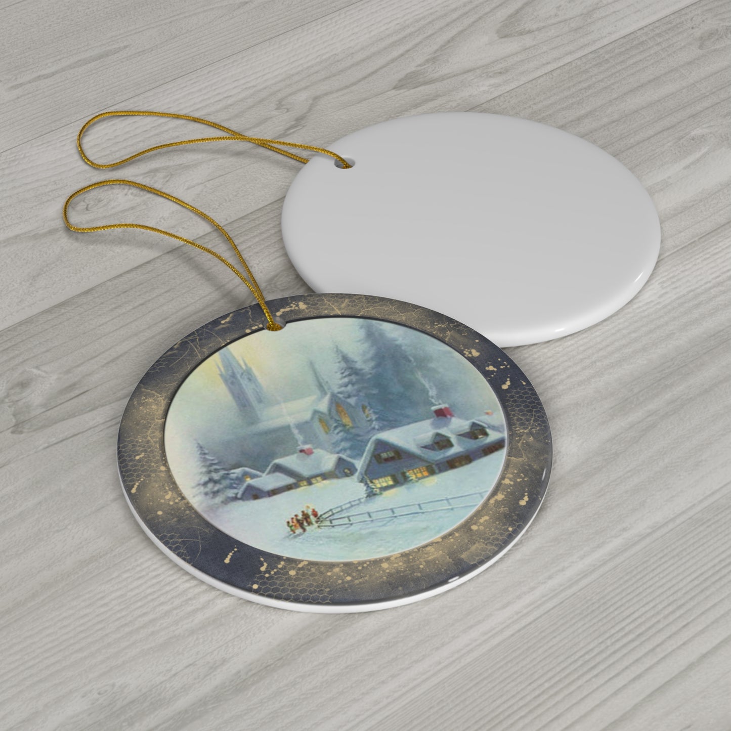 Winter Scene Ceramic Disc Ornament        Item #9540904