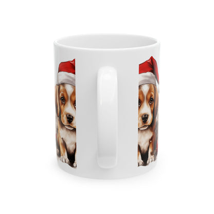 Christmas Puppy Ceramic Mug – Cute Beagle in Santa Hat 11oz   Item #540297