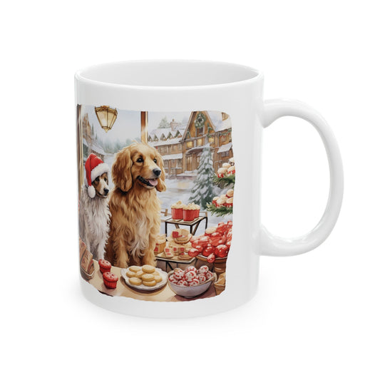 Christmas Dogs Sitting Around Food Ceramic Mug 11oz   Item #676253