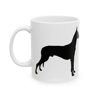 Greyhound Silhouette Ceramic Mug — Black Dog Profile Coffee Cup 11oz  Item #15878