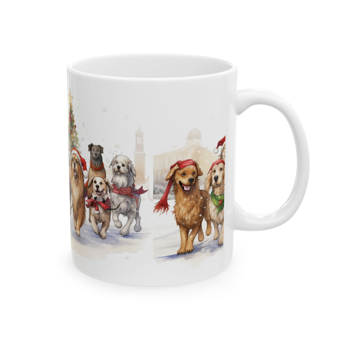Christmas Dogs Ceramic Mug – Festive Labrador & Golden Retriever Holiday Coffee Cup 11oz  Item #82018