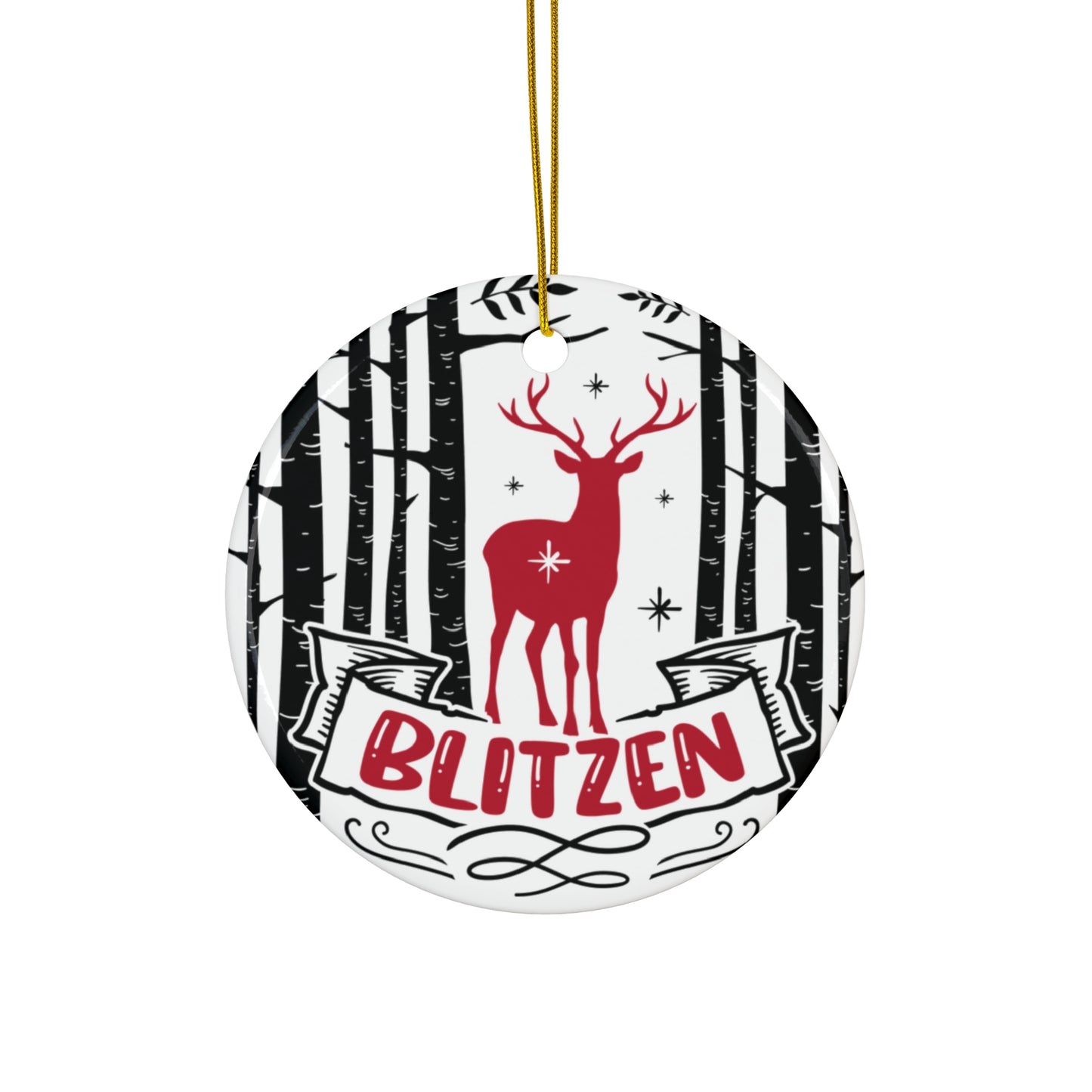 Blitzen Ceramic Disc Ornament          Item #8681707