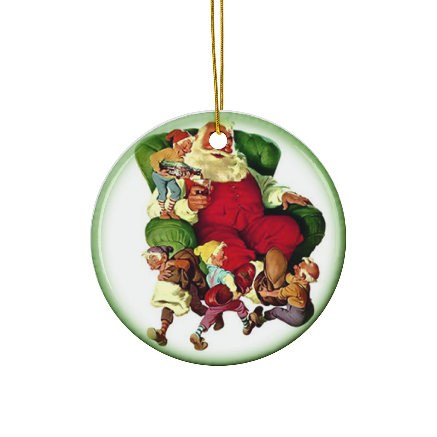 Santa Ceramic Disc Ornament           Item #405891