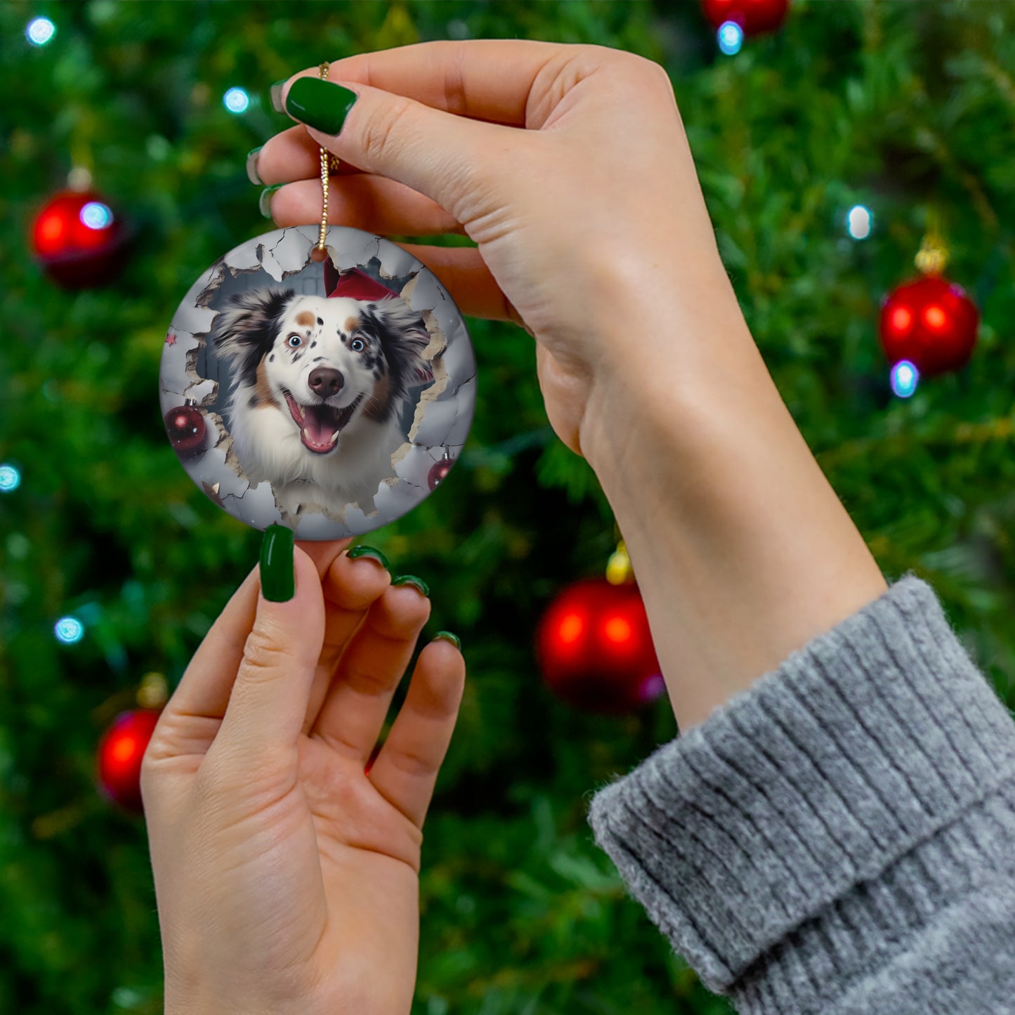 CERAMIC ORNAMENT - 3D CHRISTMAS DOG          Item #7823529