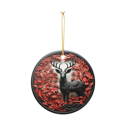 Majestic Deer Forest Ceramic Christmas Ornament   Item #924131