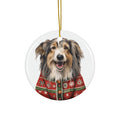 Dog With Christmas Sweater Ceramic Disc Ornament         Item #792982