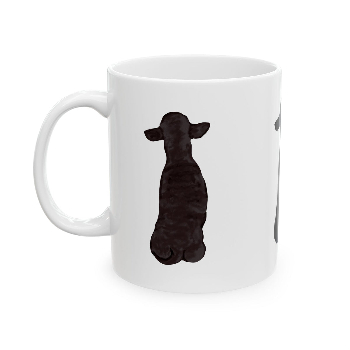 Dog Silhouette Mug – Back View Ceramic Coffee Cup 11oz    Item #7939