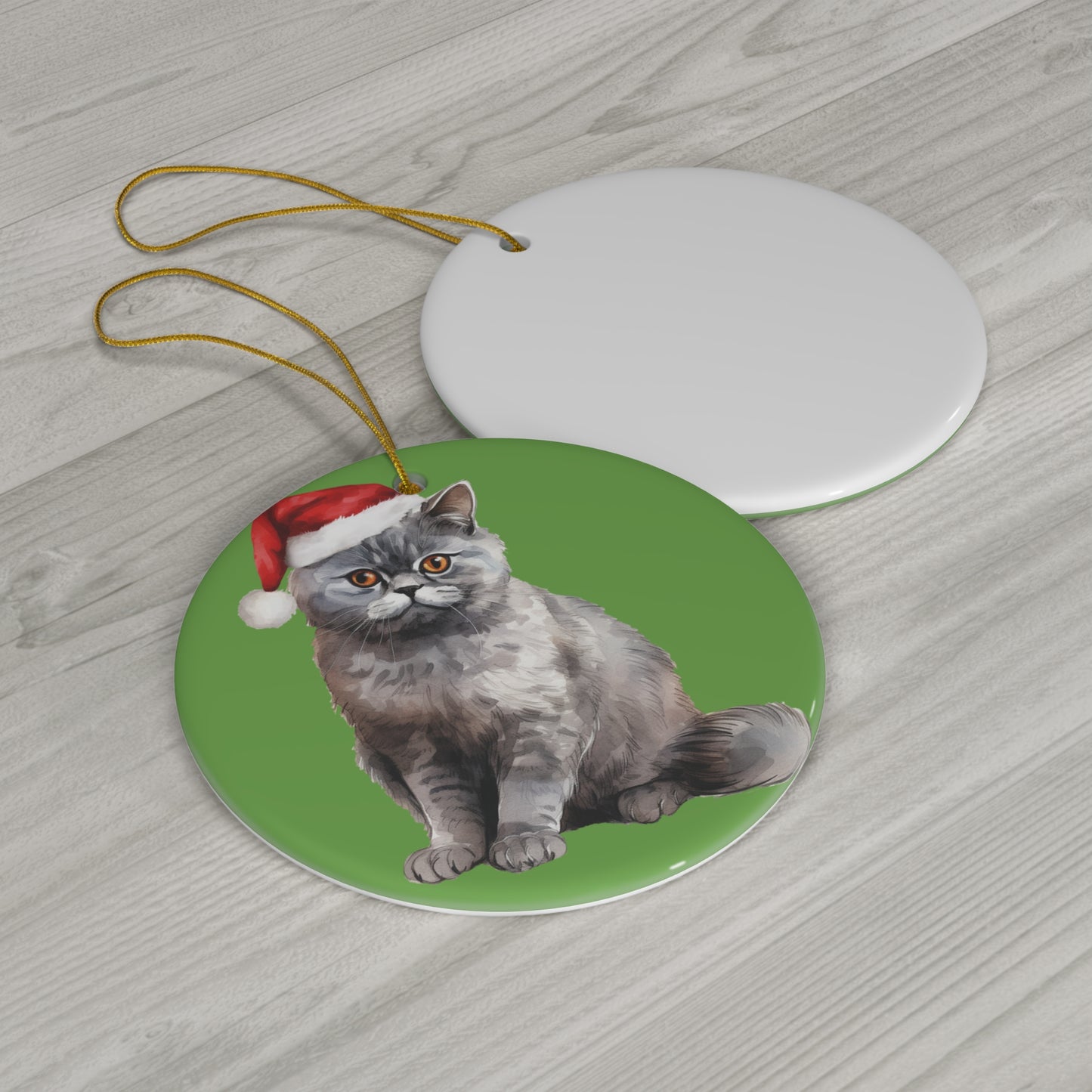 Ceramic Ornament - Foldex Xmas Cat    Item #5747418