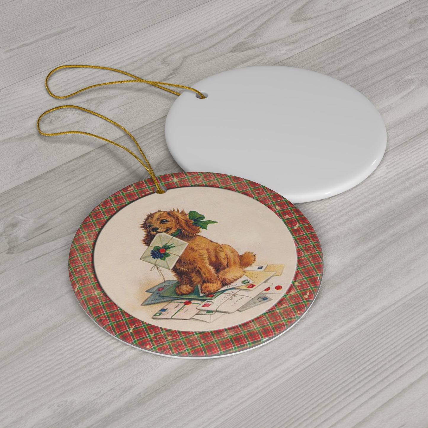 Christmas Dogs Ceramic Disc Ornament           Item #9985033