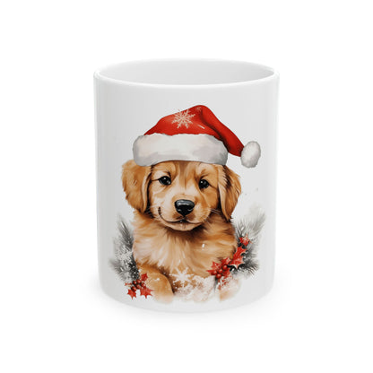 Christmas Puppy Mug — Cute Golden Retriever in Santa Hat 11oz  Item #277307