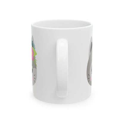 Cute Floral Cat Ceramic Mug  11oz   Item #451503