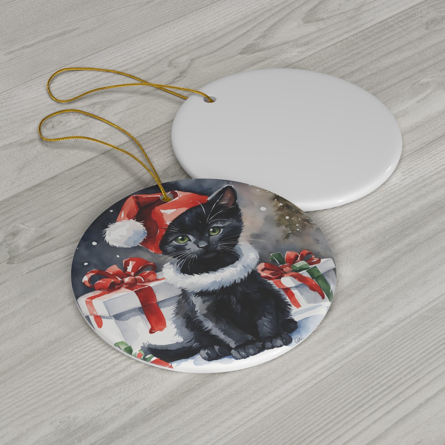 Ceramic Ornament - Christmas Cat     Item #9486366