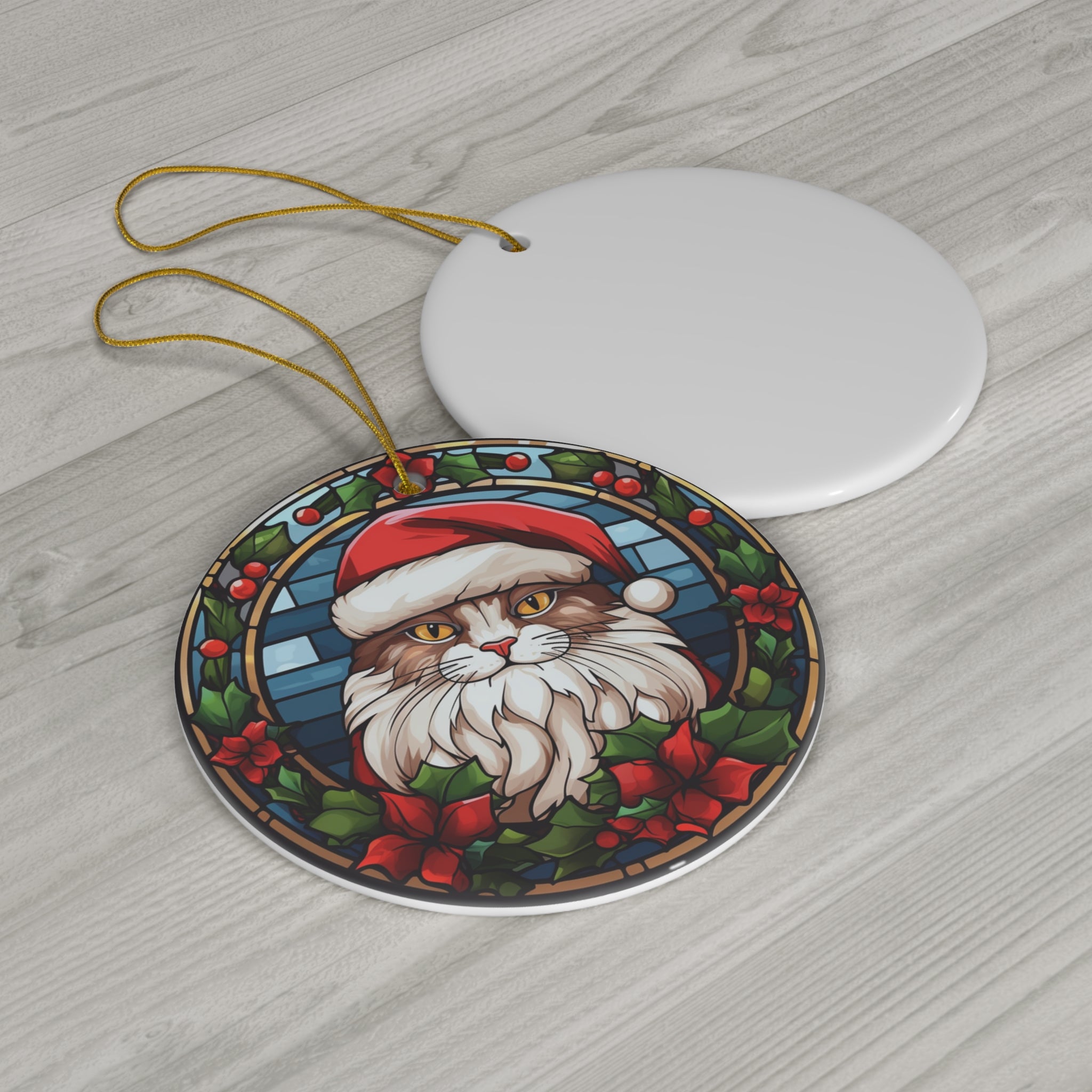 Santa Cat Ceramic Ornament         Item #1661159 - Buckshot's Bargain Barn