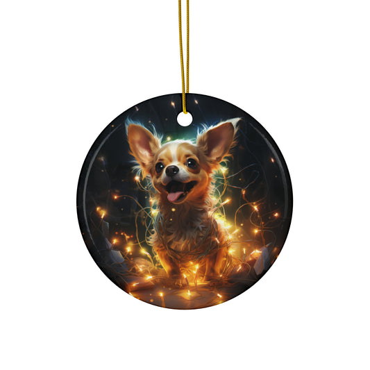 Ceramic Ornament - Xmas Dog With Lights       Item #981759