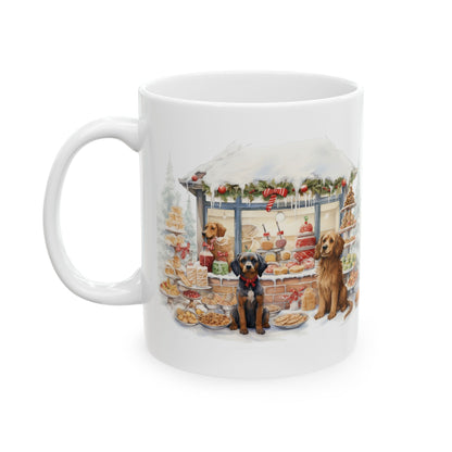 Cozy Christmas Market Ceramic Mug with Festive Dog Design 11oz   Item #325968