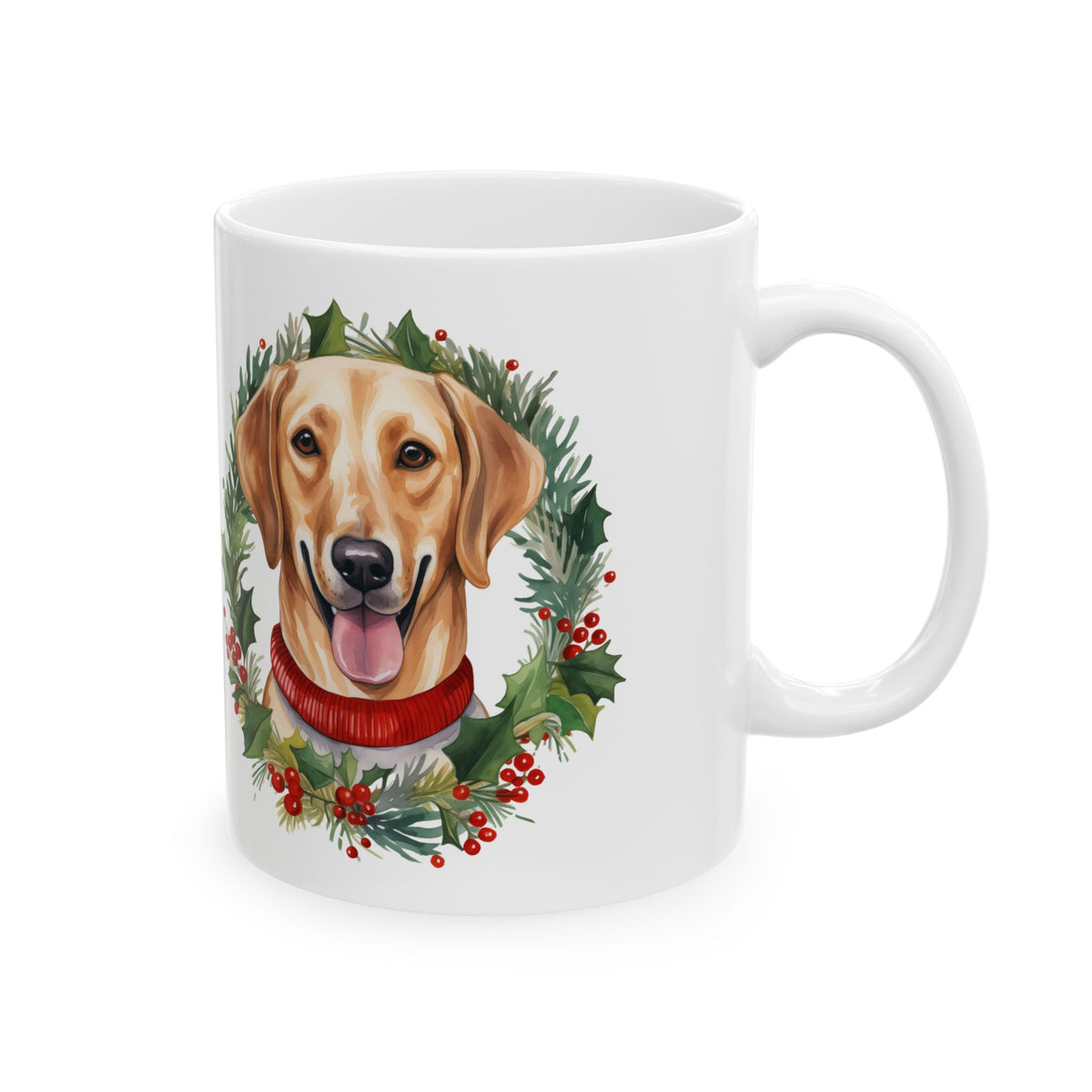 Golden Retriever Christmas Wreath Ceramic Mug 11oz   Item #650532