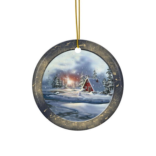 Winter Scene Ceramic Disc Ornament         Item #484832