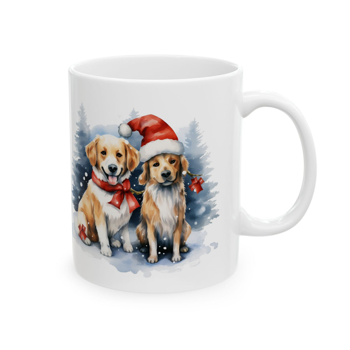 Christmas Dogs With Santa Hat Ceramic Mug 11oz  Item #661943