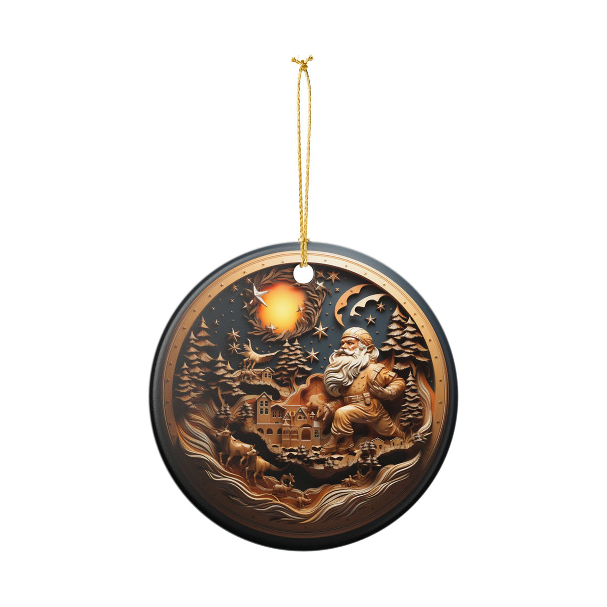 Santa Winter Wonderland Ceramic Christmas Ornament    Item # 419083