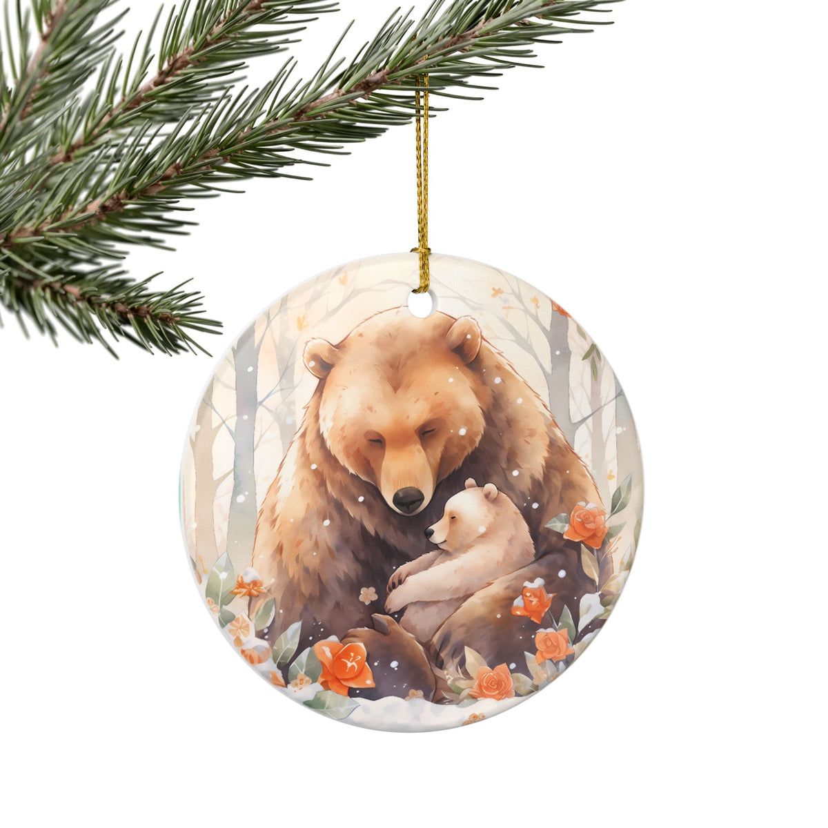 Ceramic Ornament – Mother Bear and Cub Woodland Christmas Decoration    Item #709366