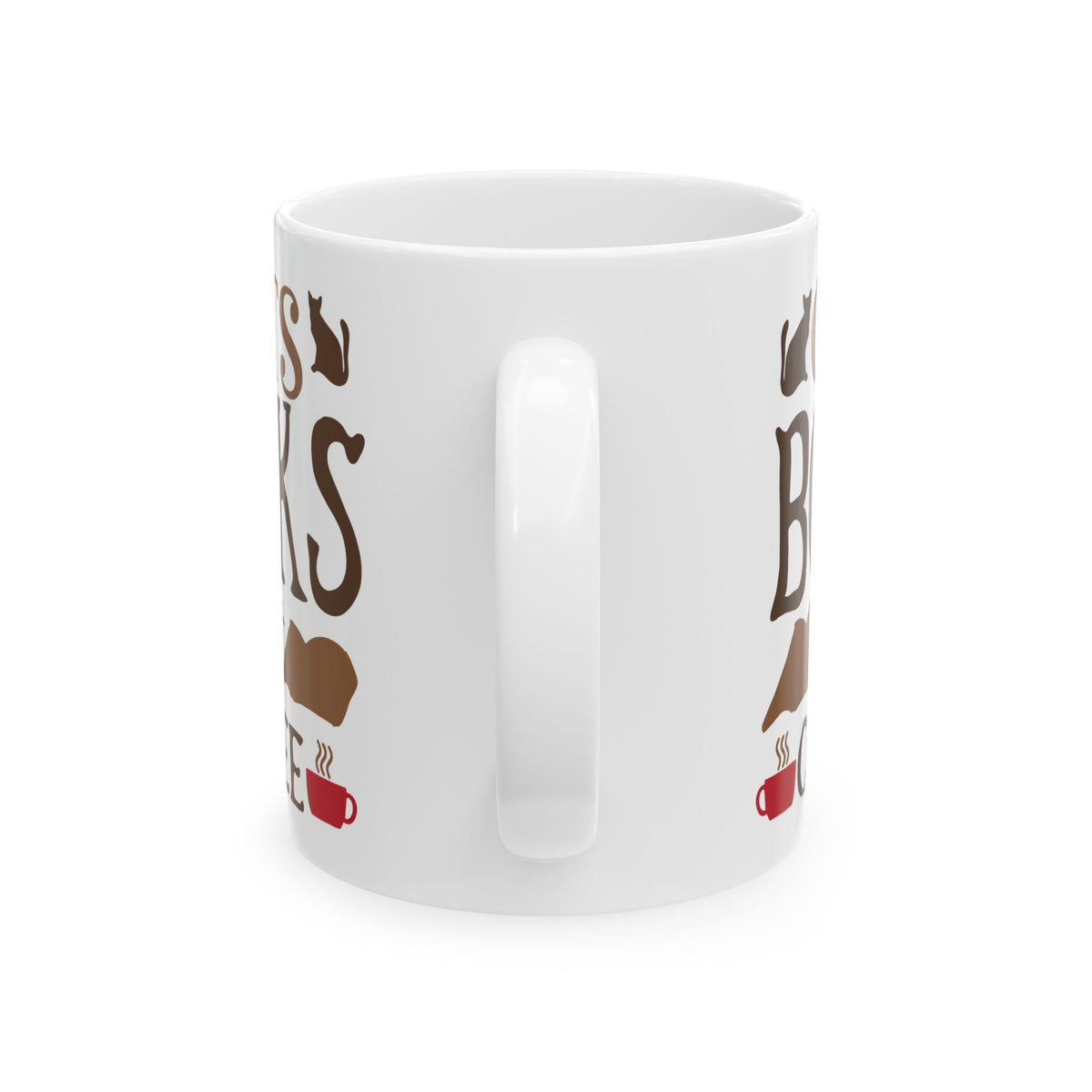 Book Lover Mug — "Cats, Books & Coffee" Ceramic Coffee Tea Cup 11oz  Item #328567