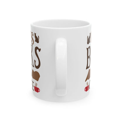 Book Lover Mug — "Cats, Books & Coffee" Ceramic Coffee Tea Cup 11oz  Item #328567