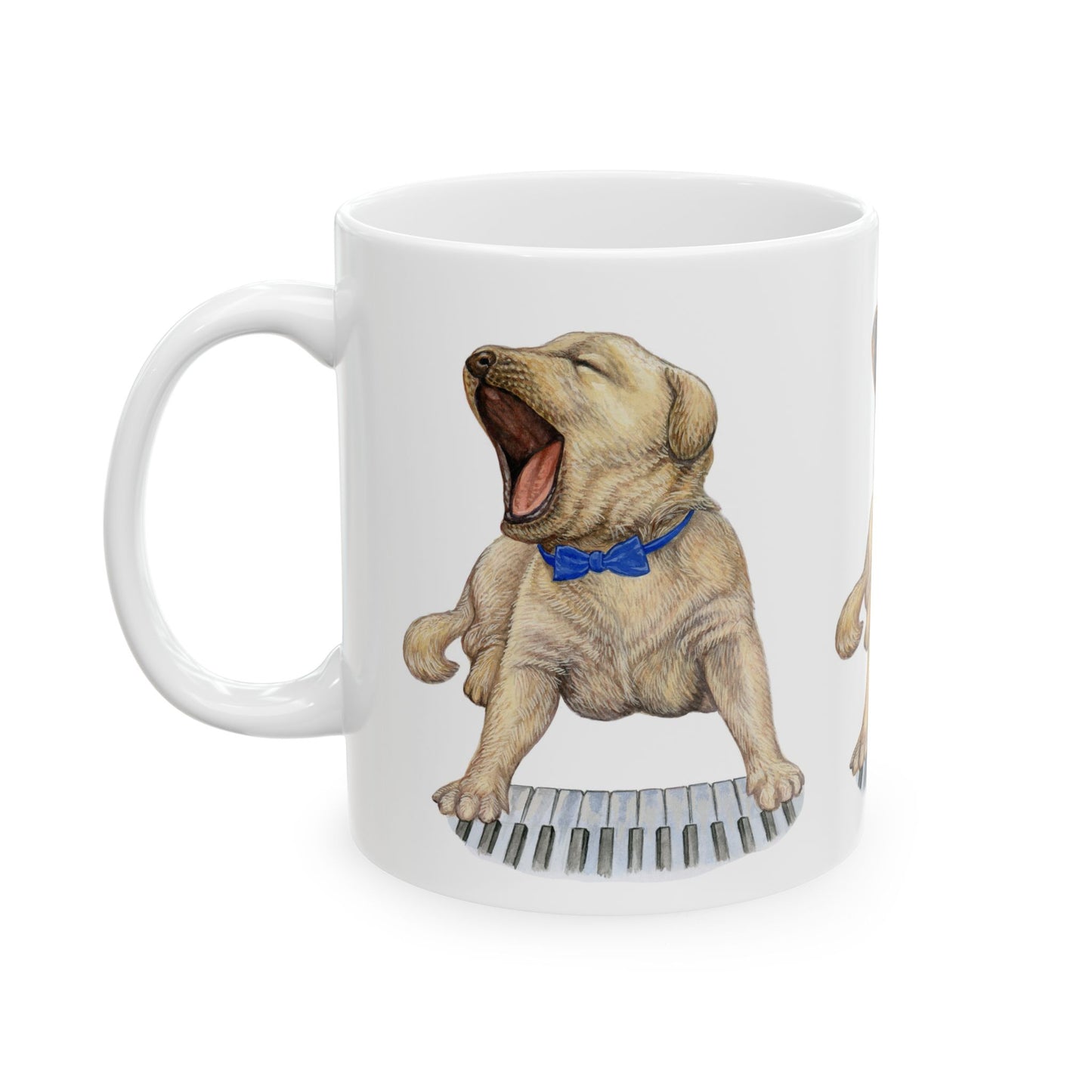 Piano Puppy Ceramic Mug — Cute Yawning Lab Puppy Coffee Cup  11oz   Item #565301