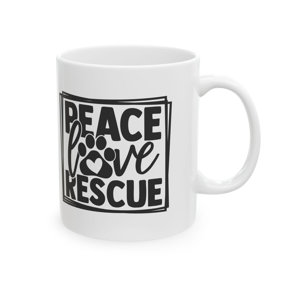 Peace Love Rescue Mug — Ceramic Coffee Cup 11oz   Item #919196