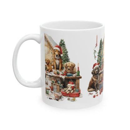 Christmas Dogs Ceramic Mug – Festive Labrador Puppy Holiday Coffee Cup 11oz   Item #608611