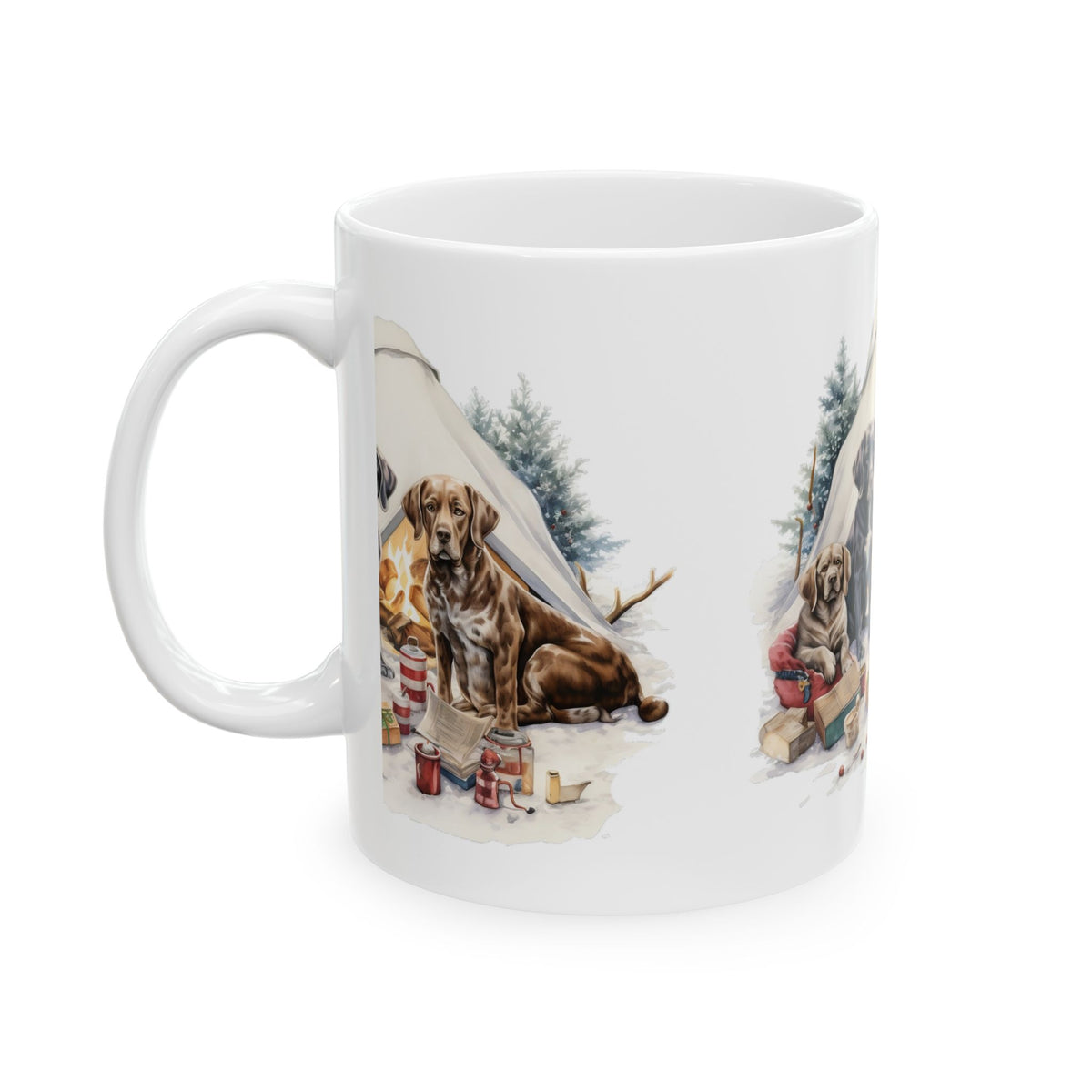 Camping Dogs Ceramic Mug – Cozy Outdoor Adventure Coffee Cup 11oz  Item #733692