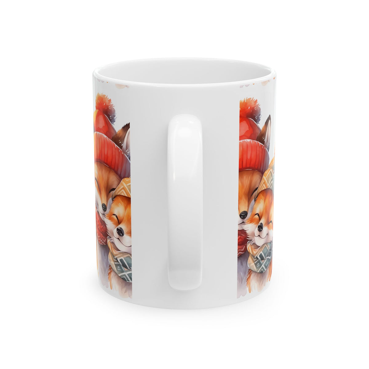 Winter Foxes Ceramic Mug — Cozy Fox Mom & Baby Illustration 11oz   Item #50813